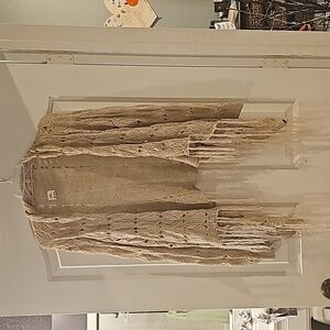 O'neill taupe loose knit fringe cardigan, coverup